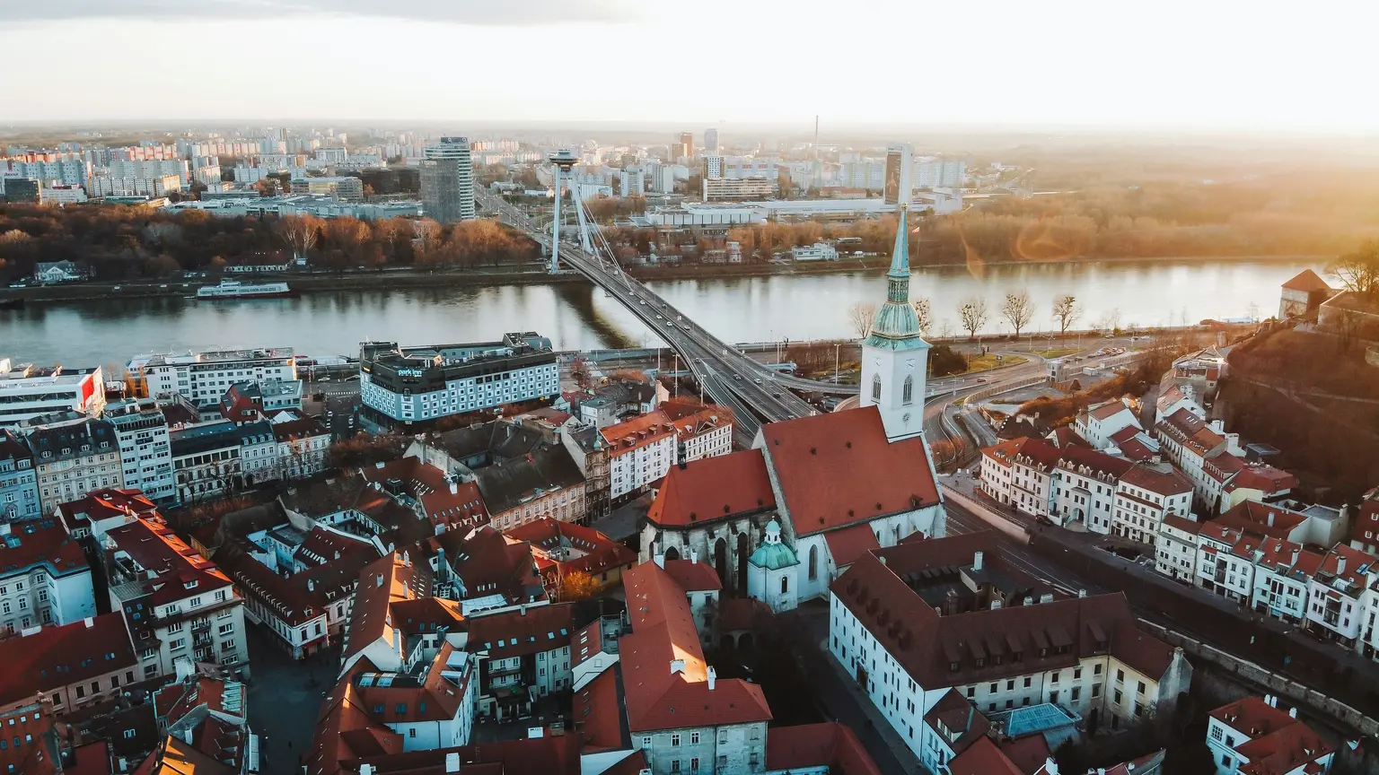 View of Bratislava city center. Learn Slovak language at Polymathes Academy